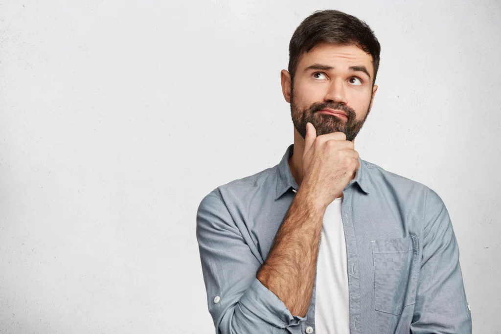 expressive bearded man wearing shirt expressive bearded man wearing shirt